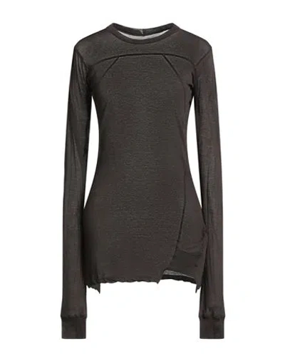 Rick Owens Woman T-shirt Charcoal Size 4 Cotton In Gray