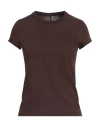 Rick Owens Woman T-shirt Dark Brown Size 6 Cotton