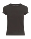 Rick Owens Woman T-shirt Dark Brown Size 8 Cotton In Black