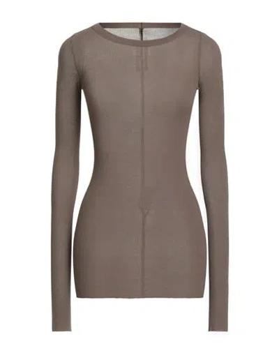 Rick Owens Woman T-shirt Khaki Size 4 Viscose, Silk In Brown