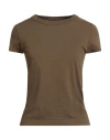 Rick Owens Woman T-shirt Khaki Size 8 Cotton In Brown