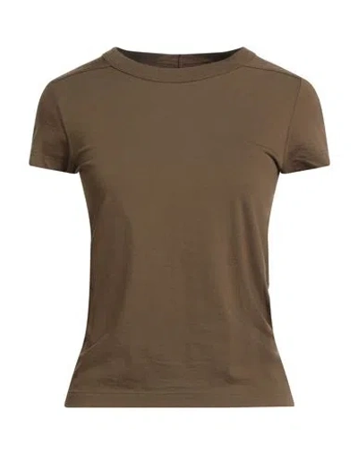 Rick Owens Woman T-shirt Khaki Size 8 Cotton In Brown