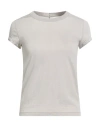 Rick Owens Woman T-shirt Light Grey Size 4 Cotton, Cashmere