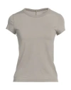 Rick Owens Woman T-shirt Light Grey Size 6 Cotton