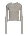 Rick Owens Woman T-shirt Light Grey Size 8 Cotton