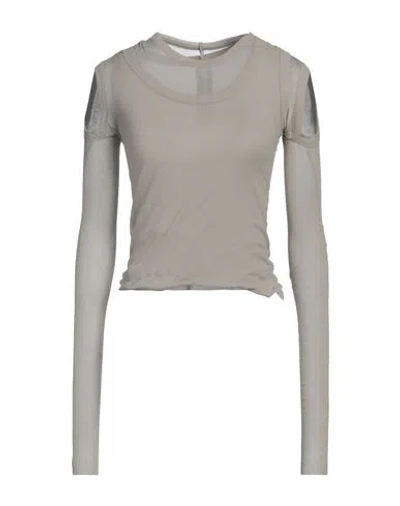 Rick Owens Woman T-shirt Light Grey Size 8 Cotton