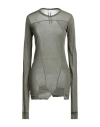 Rick Owens Woman T-shirt Military Green Size 4 Cotton In Gray