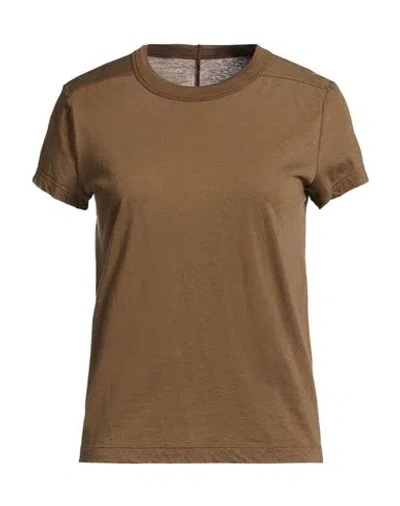 Rick Owens Woman T-shirt Military Green Size 6 Cotton, Cashmere In Brown