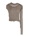 Rick Owens Woman T-shirt Taupe Size 10 Cotton In Grey