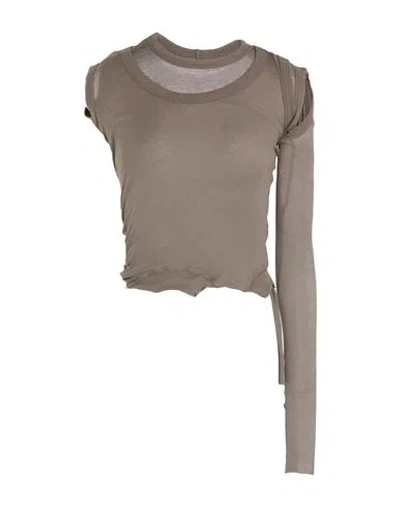 Rick Owens Woman T-shirt Taupe Size 10 Cotton In Grey