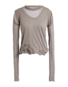 Rick Owens Woman T-shirt Taupe Size 2 Cotton In Brown