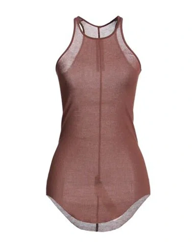 Rick Owens Woman Tank Top Brown Size 10 Viscose, Silk