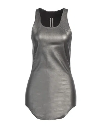 Rick Owens Woman Tank Top Charcoal Size 6 Lambskin, Cotton, Lycra In Grey