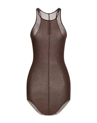 Rick Owens Woman Tank Top Chocolate Brown Size 10 Viscose, Silk In Black