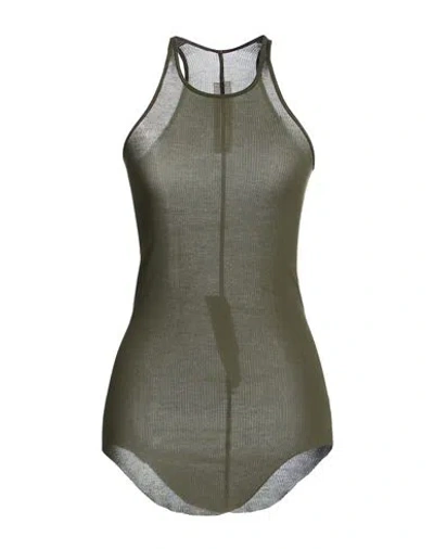 Rick Owens Woman Tank Top Dark Green Size 8 Viscose, Silk