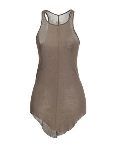 Rick Owens Woman Tank Top Khaki Size 4 Cotton In Brown
