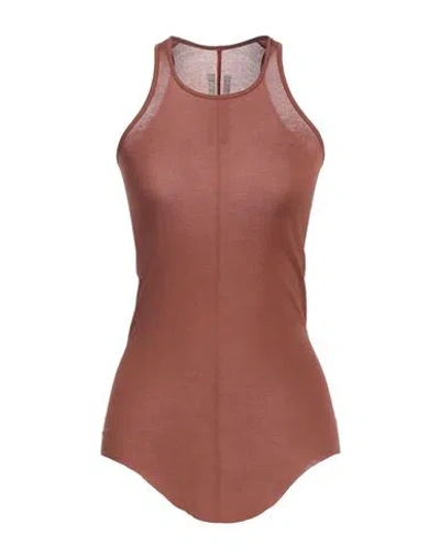 Rick Owens Woman Tank Top Tan Size 4 Cotton In Brown