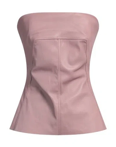 Rick Owens Woman Top Antique Rose Size 2 Lambskin, Cotton, Lycra In Pink