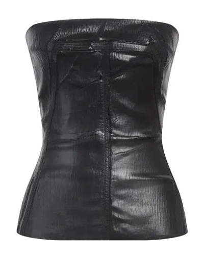 RICK OWENS RICK OWENS WOMAN TOP BLACK SIZE 2 COTTON, ELASTOMULTIESTER, RUBBER, POLYAMIDE
