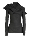 Rick Owens Woman Top Black Size 2 Cotton, Elastomultiester, Rubber