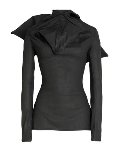 Rick Owens Woman Top Black Size 2 Cotton, Elastomultiester, Rubber