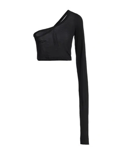 Rick Owens Woman Top Black Size 4 Cotton In Black