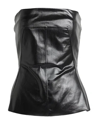 Rick Owens Woman Top Black Size 8 Cotton, Elastomultiester, Rubber