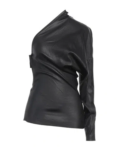 Rick Owens Woman Top Black Size 8 Lambskin, Cotton, Lycra