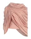 Rick Owens Draped Neutral Cotton Crew Neck Top In Pink