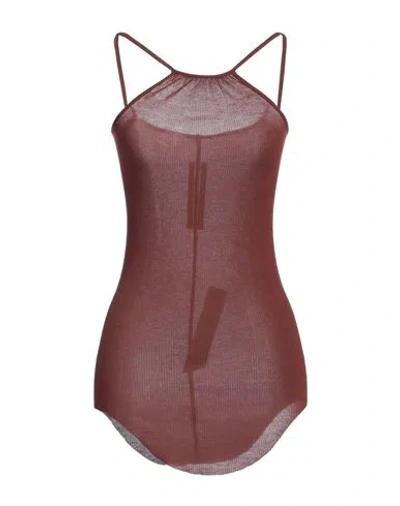 Rick Owens Woman Top Brown Size 6 Viscose, Silk In Brown