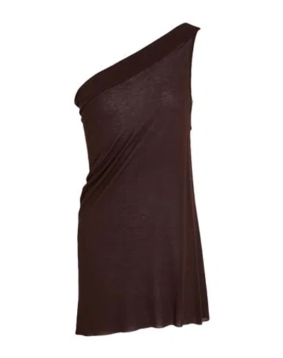 Rick Owens Woman Top Chocolate Brown Size 6 Viscose, Silk