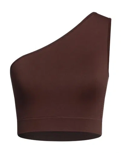 RICK OWENS RICK OWENS WOMAN TOP CHOCOLATE BROWN SIZE S POLYAMIDE, ELASTANE
