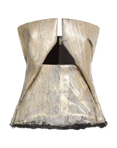 Rick Owens Woman Top Gold Size 10 Cotton, Elastomultiester, Rubber