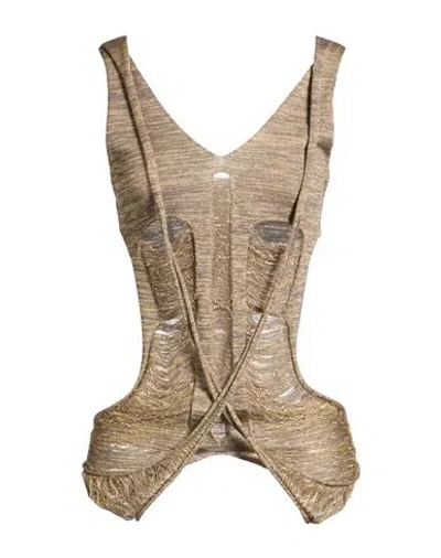 Rick Owens Woman Top Gold Size L Virgin Wool, Viscose, Polyester In Brown