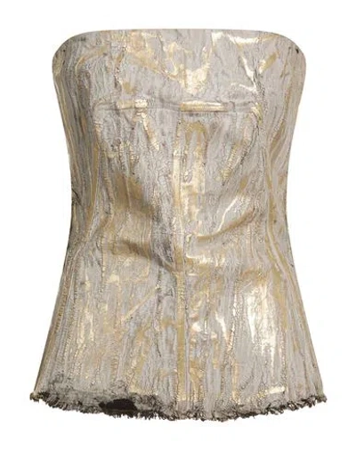 Rick Owens Woman Top Grey Size 8 Cotton, Elastomultiester, Rubber In Gold
