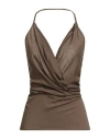 Rick Owens Woman Top Khaki Size 6 Cotton, Cashmere In Brown