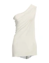 Rick Owens One-shoulder Draped Athena Top With Subtle Ruching In Grey
