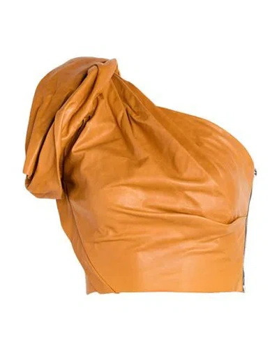 Rick Owens Woman Top Marigold Size 2 Calfskin In Yellow