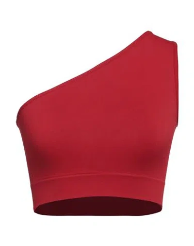 Rick Owens Womens Cardinal Red One-shoulder Slim-fit Stretch-woven Top
