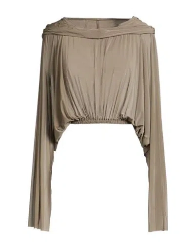 Rick Owens Woman Top Sage Green Size Onesize Cupro, Elastane In Brown