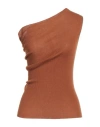 Rick Owens Woman Top Tan Size S Virgin Wool In Brown
