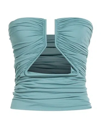 Rick Owens Woman Top Turquoise Size 6 Nylon, Elastane In Blue