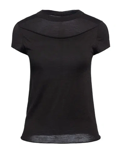 Rick Owens Woman T-shirt Black Size 4 Virgin Wool, Silk