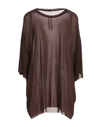 Rick Owens Woman T-shirt Brown Size Onesize Cupro, Elastane