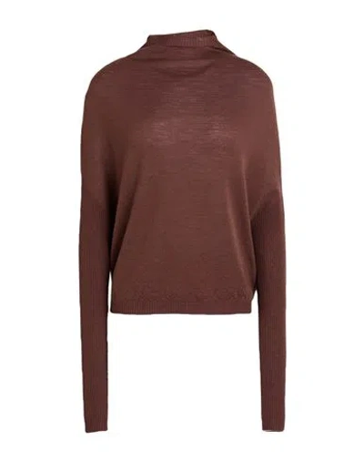 Rick Owens Woman Turtleneck Chocolate Brown Size M Virgin Wool
