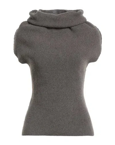 Rick Owens Woman Turtleneck Khaki Size L Cashmere, Wool In Gray
