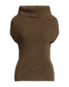 Rick Owens Woman Turtleneck Khaki Size S Alpaca Wool, Polyamide, Wool, Elastane In Brown