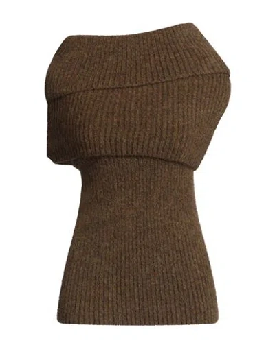 Rick Owens Woman Turtleneck Khaki Size S Alpaca Wool, Polyamide, Wool, Elastane In Green