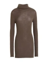 Rick Owens Woman Turtleneck Khaki Size S Virgin Wool In Brown