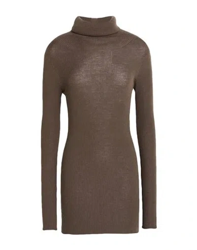 Rick Owens Woman Turtleneck Khaki Size S Virgin Wool In Brown